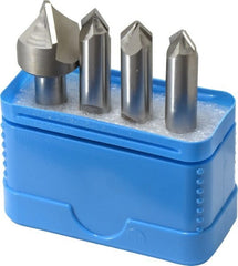 Hertel - 4 Piece 3/8 & 3/4" Cutter Head Diam, Cobalt Chamfer Mill Set - Benchmark Tooling