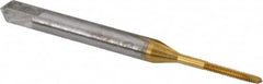Hertel - #0-80 UNF 3B 2 Flute TiN Finish High Speed Steel Straight Flute Standard Hand Tap - Plug, Right Hand Thread, 1-5/8" OAL, 5/16" Thread Length, H1 Limit - Exact Industrial Supply