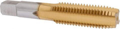 Hertel - 3/4-10 UNC 4 Flute TiN Finish High Speed Steel Straight Flute Standard Hand Tap - Plug, Right Hand Thread, 4-1/4" OAL, 2" Thread Length, H3 Limit - Exact Industrial Supply