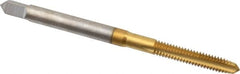 Hertel - #5-40 UNC 2B/3B 3 Flute TiN Finish High Speed Steel Straight Flute Standard Hand Tap - Plug, Right Hand Thread, 1-15/16" OAL, 5/8" Thread Length, H2 Limit - Exact Industrial Supply