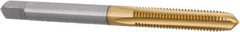 Hertel - #10-32 UNF 2B 4 Flute TiN Finish High Speed Steel Straight Flute Standard Hand Tap - Plug, Right Hand Thread, 2-3/8" OAL, 7/8" Thread Length, H3 Limit - Exact Industrial Supply