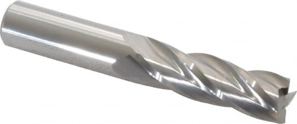 Hertel - 7/16", 1-3/8" LOC, 7/16" Shank Diam, 2-3/4" OAL, 4 Flute, Solid Carbide Square End Mill - Single End, Uncoated, Spiral Flute, 30° Helix, Centercutting, Right Hand Cut, Right Hand Flute - Benchmark Tooling
