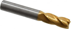 Hertel - 3/8", 7/8" LOC, 3/8" Shank Diam, 2-1/2" OAL, 4 Flute, Solid Carbide Square End Mill - Single End, TiN Finish, 30° Helix, Centercutting, Right Hand Cut - Benchmark Tooling