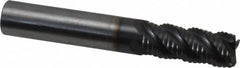 OSG - 3/8" Diam, Coarse Pitch, 7/8" LOC, 4 Flute Solid Carbide 0.03" Corner Radius Roughing End Mill - TiAlN Finish, 2-1/2" OAL, 3/8" Shank Diam, Single End, Centercutting, 40° Helix - Benchmark Tooling