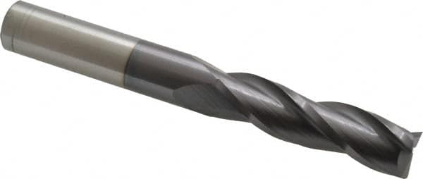 Hertel - 5/8", 2-1/4" LOC, 5/8" Shank Diam, 5" OAL, 3 Flute, Solid Carbide Square End Mill - Single End, AlTiN Finish, 30° Helix, Centercutting, Right Hand Cut - Benchmark Tooling