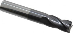 Hertel - 9/16", 1-1/8" LOC, 9/16" Shank Diam, 3-1/2" OAL, 4 Flute, Solid Carbide Square End Mill - Single End, AlTiN Finish, Spiral Flute, 30° Helix, Centercutting, Right Hand Cut, Right Hand Flute - Benchmark Tooling