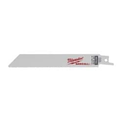 Milwaukee Tool - 6" Long, High Speed Steel Reciprocating Saw Blade - Straight Profile, 18 TPI, Toothed Edge, Tang Shank - Benchmark Tooling