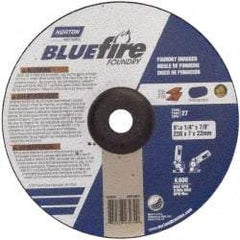 Norton - 20 Grit, 9" Wheel Diam, 1/4" Wheel Thickness, 7/8" Arbor Hole, Type 27 Depressed Center Wheel - Zirconia Alumina, T Hardness, 6,000 Max RPM, Compatible with Angle Grinder - Benchmark Tooling