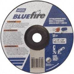 Norton - 30 Grit, 7" Wheel Diam, 1/8" Wheel Thickness, 7/8" Arbor Hole, Type 27 Depressed Center Wheel - Zirconia Alumina, U Hardness, 8,600 Max RPM, Compatible with Angle Grinder - Benchmark Tooling