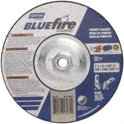 Norton - 20 Grit, 7" Wheel Diam, 1/4" Wheel Thickness, Type 27 Depressed Center Wheel - Zirconia Alumina/Silicon Carbide Blend, T Hardness, 8,600 Max RPM, Compatible with Angle Grinder - Benchmark Tooling