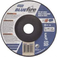 Norton - 24 Grit, 5" Wheel Diam, 7/8" Arbor Hole, Type 27 Depressed Center Wheel - Zirconia Alumina, Q Hardness, 12,225 Max RPM, Compatible with Angle Grinder - Benchmark Tooling