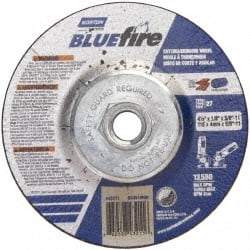 Norton - 30 Grit, 4-1/2" Wheel Diam, 1/8" Wheel Thickness, Type 27 Depressed Center Wheel - Zirconia Alumina, U Hardness, 13,580 Max RPM, Compatible with Angle Grinder - Benchmark Tooling