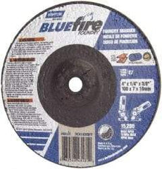 Norton - 24 Grit, 4" Wheel Diam, 1/4" Wheel Thickness, 5/8" Arbor Hole, Type 27 Depressed Center Wheel - Zirconia Alumina/Silicon Carbide Blend, T Hardness, 15,280 Max RPM, Compatible with Angle Grinder - Benchmark Tooling