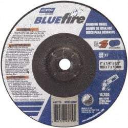 Norton - 24 Grit, 4" Wheel Diam, 1/4" Wheel Thickness, 5/8" Arbor Hole, Type 27 Depressed Center Wheel - Zirconia Alumina, S Hardness, 15,280 Max RPM, Compatible with Angle Grinder - Benchmark Tooling