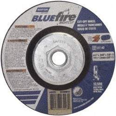 Norton - 36 Grit, 4-1/2" Wheel Diam, 1/16" Wheel Thickness, Type 27 Depressed Center Wheel - Zirconia Alumina, T Hardness, 13,580 Max RPM, Compatible with Angle Grinder - Benchmark Tooling