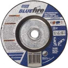 Norton - 30 Grit, 4-1/2" Wheel Diam, 1/8" Wheel Thickness, Type 27 Depressed Center Wheel - Zirconia Alumina, T Hardness, 13,580 Max RPM, Compatible with Angle Grinder - Benchmark Tooling