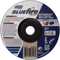 Norton - 30 Grit, 6" Wheel Diam, 1/8" Wheel Thickness, 7/8" Arbor Hole, Type 27 Depressed Center Wheel - Zirconia Alumina, U Hardness, 10,185 Max RPM, Compatible with Angle Grinder - Benchmark Tooling