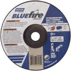 Norton - 30 Grit, 7" Wheel Diam, 1/8" Wheel Thickness, 7/8" Arbor Hole, Type 27 Depressed Center Wheel - Zirconia Alumina, T Hardness, 8,600 Max RPM, Compatible with Angle Grinder - Benchmark Tooling