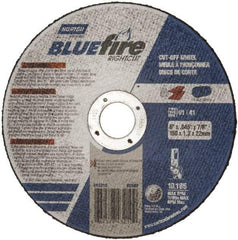 Norton - 6" 36 Grit Zirconia Alumina Cutoff Wheel - 1/16" Thick, 7/8" Arbor, 10,185 Max RPM, Use with Angle Grinders - Benchmark Tooling