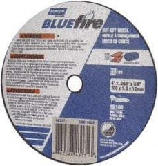 Norton - 4" 46 Grit Zirconia Alumina Cutoff Wheel - 0.035" Thick, 3/8" Arbor, 19,100 Max RPM, Use with Angle Grinders - Benchmark Tooling