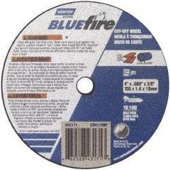 Norton - 4" 46 Grit Zirconia Alumina Cutoff Wheel - 1/16" Thick, 3/8" Arbor, 19,100 Max RPM, Use with Angle Grinders - Benchmark Tooling