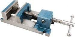 Gibraltar - 6" Jaw Opening Capacity x 2" Throat Depth, Drill Press Vise - 6" Wide Jaw, Stationary Base, Rapid Acting, 16-1/2" OAL x 3" Overall Height, Cast Iron - Benchmark Tooling