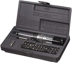 SK - 29 Piece, 2 to 36 In/Lb, Industrial Adjustable Torque Limiting Screwdriver Kit - 1/4" Drive - Benchmark Tooling