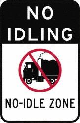 NMC - "No Idle Zone", 18" Long x 12" Wide, Aluminum Safety Sign - Use for Workplace/Safety - Benchmark Tooling