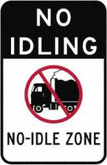 NMC - "No Idle Zone", 18" Long x 12" Wide, Aluminum Safety Sign - Use for Workplace/Safety - Benchmark Tooling