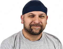 OccuNomix - Size Universal Cooling Tie Hat - Cotton, Tie Closure, Navy Blue, Solid Pattern - Benchmark Tooling