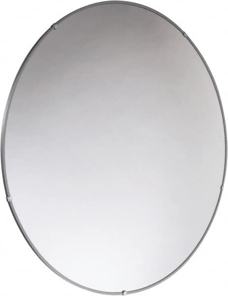 PRO-SAFE - Indoor Round Convex Safety, Traffic & Inspection Mirrors - Acrylic Lens, Laminated Hardboard Backing, 36" Diam x 2-3/8" High, 38' Max Covered Distance - Benchmark Tooling