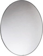 PRO-SAFE - Indoor Round Convex Safety, Traffic & Inspection Mirrors - Acrylic Lens, Laminated Hardboard Backing, 36" Diam x 2-3/8" High, 38' Max Covered Distance - Benchmark Tooling