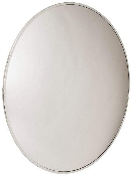 PRO-SAFE - Indoor Round Convex Safety, Traffic & Inspection Mirrors - Acrylic Lens, Laminated Hardboard Backing, 48" Diam x 3-1/4" High, 50' Max Covered Distance - Benchmark Tooling