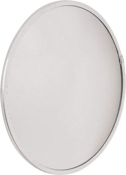 PRO-SAFE - Outdoor Round Convex Safety, Traffic & Inspection Mirrors - Acrylic Lens, Laminated Hardboard Backing, 13" Diam x 1-1/8" High, 15' Max Covered Distance - Benchmark Tooling