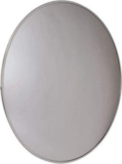 PRO-SAFE - Outdoor Round Convex Safety, Traffic & Inspection Mirrors - Acrylic Lens, Laminated Hardboard Backing, 36" Diam x 2-3/8" High, 38' Max Covered Distance - Benchmark Tooling