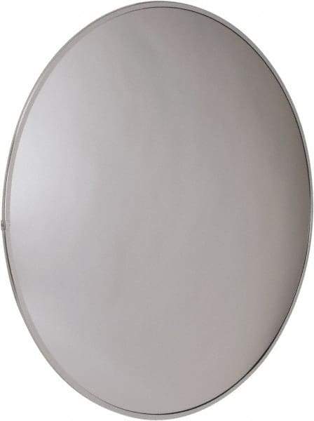 PRO-SAFE - Outdoor Round Convex Safety, Traffic & Inspection Mirrors - Acrylic Lens, Laminated Hardboard Backing, 48" Diam x 3-1/4" High, 50' Max Covered Distance - Benchmark Tooling