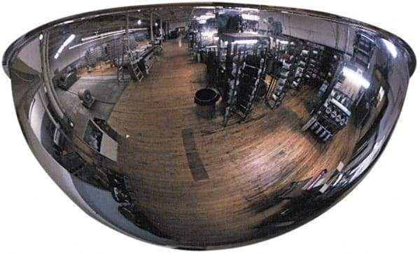 PRO-SAFE - Indoor & Outdoor Full Dome Dome Safety, Traffic & Inspection Mirrors - Acrylic Lens, Fiberboard Backing, 36" Diam x 15-1/2" High, 38' Max Covered Distance - Benchmark Tooling