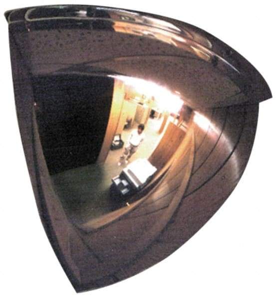 PRO-SAFE - Indoor & Outdoor Quarter Dome Dome Safety, Traffic & Inspection Mirrors - Acrylic Lens, 36" Diam x 16-1/2" High, 31' Max Covered Distance - Benchmark Tooling