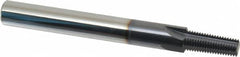 Scientific Cutting Tools - 1/8-27 Thread, 3/8" Shank Diam, TiAlN Coating, Solid Carbide Straight Flute Thread Mill - 4 Flutes, 3-1/2" OAL, 1/8" Min Noml Diameter - Benchmark Tooling