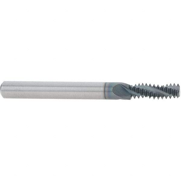 Scientific Cutting Tools - 5/16-18 UNC, 0.235" Cutting Diam, 3 Flute, Solid Carbide Helical Flute Thread Mill - Internal/External Thread, 0.689" LOC, 2-1/2" OAL, 1/4" Shank Diam - Benchmark Tooling