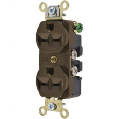 Hubbell Wiring Device-Kellems - 250 VAC 15A NEMA 6-15R Industrial Grade Brown Straight Blade Duplex Receptacle - Benchmark Tooling