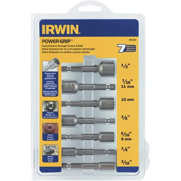 Irwin - 7 Piece Screw & Nut Extractor Set - 1/2 to 3/16 Size Range - Benchmark Tooling