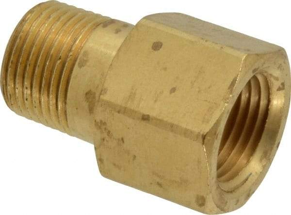 Parker - 3/8 Male Thread x 3/8 Female Thread, Brass Industrial Pipe Adapter - MBSPT x FNPTF, 1,000 psi - Benchmark Tooling