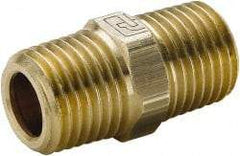 Parker - 3/4 Male Thread, Brass Industrial Pipe Hex Nipple - MBSPT, 1,000 psi - Benchmark Tooling