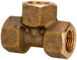 Parker - 1/2 Female Thread, Brass Industrial Pipe Female Tee - FBSPP, 1,000 psi - Benchmark Tooling