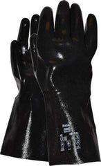 Ansell - Size XL (10), 14" Long, 80 mil Thick, Supported, Neoprene Chemical Resistant Gloves - Smooth Finish, Fleece/Jersey Lined, Gauntlet Cuff, ANSI Abrasion Level 3, ANSI Cut Level 2, Black - Benchmark Tooling