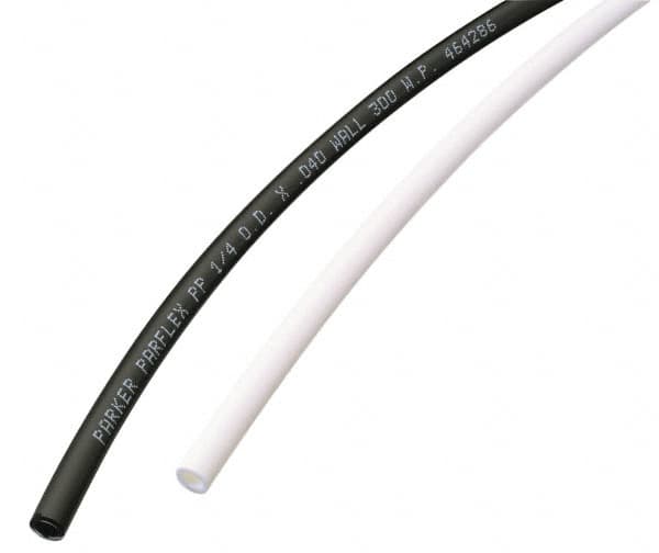 Parker - 1/2" ID x 5/8" OD, 1/16" Wall Thickness, 100' Long, Polypropylene Tube - White, 175 Max psi, 0 to 200°F - Benchmark Tooling