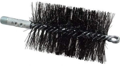 Schaefer Brush - 4-1/2" Brush Length, 3" Diam, Double Stem, Double Spiral Tube Brush - 7-1/2" Long, Tempered Steel Wire, 1/4" NPT Male Connection - Benchmark Tooling