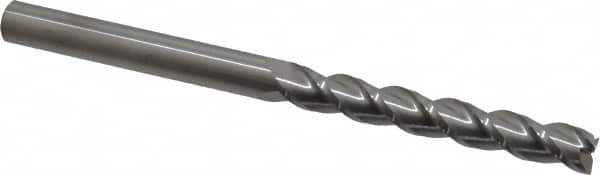 Accupro - 7/16", 3" LOC, 7/16" Shank Diam, 6" OAL, 3 Flute, Solid Carbide Square End Mill - Single End, Uncoated, Spiral Flute, 40° Helix, Centercutting, Right Hand Cut, Right Hand Flute - Benchmark Tooling