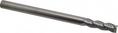 Accupro - 7/16", 1-1/2" LOC, 7/16" Shank Diam, 6" OAL, 3 Flute, Solid Carbide Square End Mill - Single End, Uncoated, Spiral Flute, 40° Helix, Centercutting, Right Hand Cut, Right Hand Flute - Benchmark Tooling
